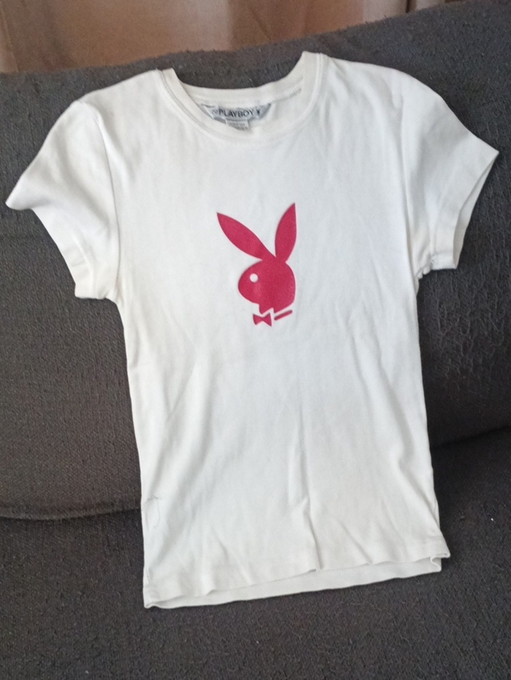 PLAYBOY White Tee with Hot Pink Bunny Logo